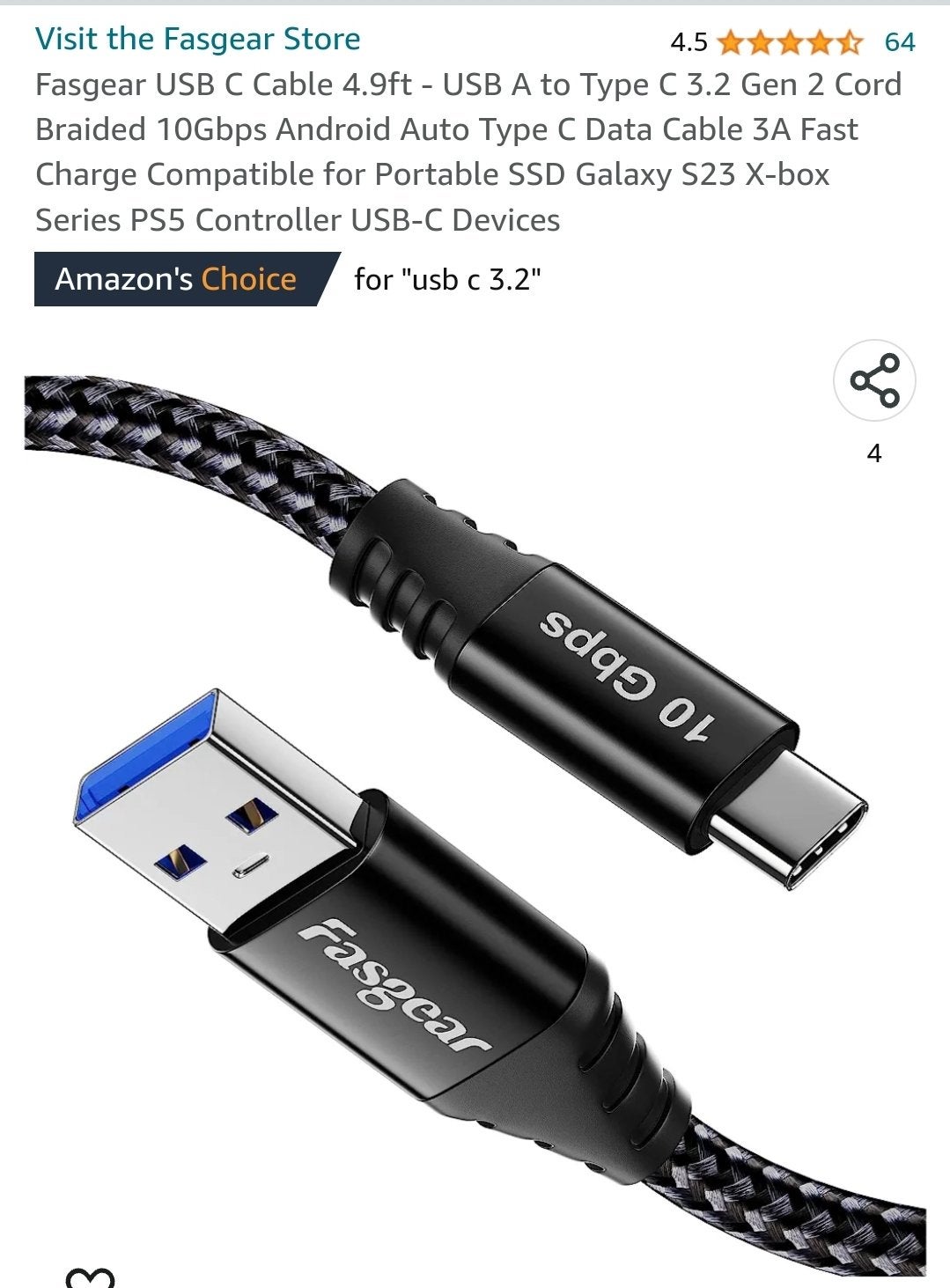 Android Auto USB cable type